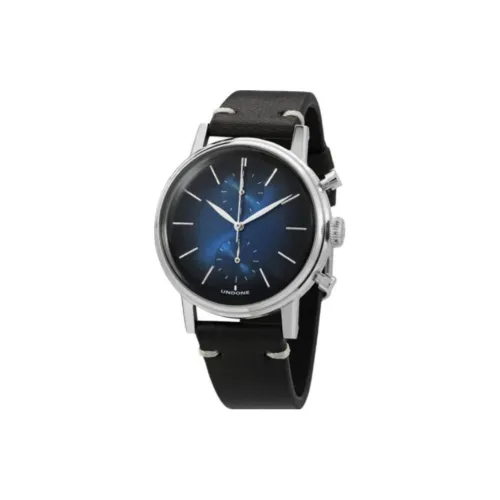 UNDONE Кварцевый механизм кожаный ремешок мужские часы черный циферблат