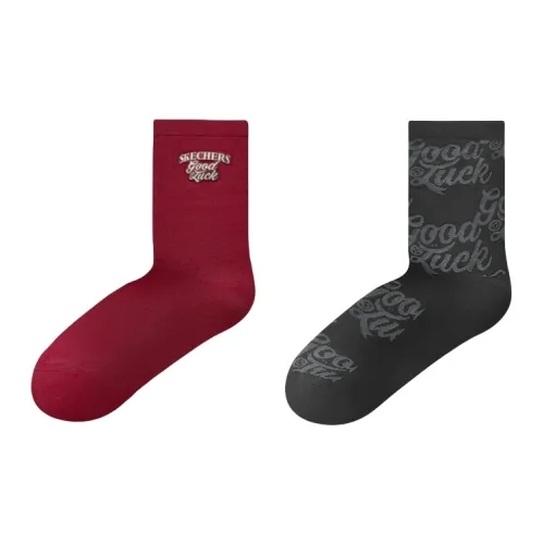 Skechers Новый год 2 упаковки Береза Красный/Черный 055D Мужские носки MID до икры