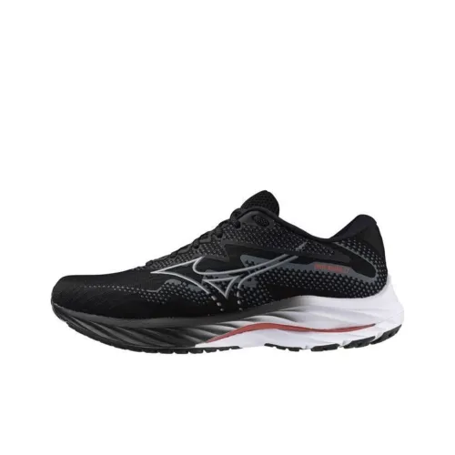 Mizuno Wave Rider 27 Противоскользящий Устойчивый к истиранию Низкий Топ Повседневные Беговые кроссовки Мужские Черный Белый