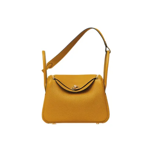 HERMES Lindy Clemence Bullock Кожа Сумка Сумка через плечо Женская 9D Ambre Янтарно-желтый