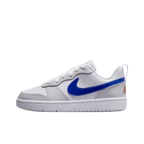 Nike Court Borough Slip Resistant Abrasion Resistant Низкий Топ Детские Скейтбординги Белый Синий
