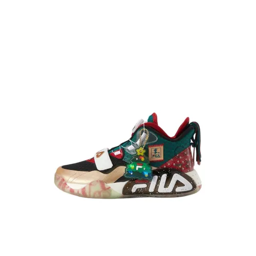 FILA KIDS BOA Slip-resistant Shock Absorbers Низкий Топ Детская Баскетбольная Обувь Высокогорная Зеленый Черный Детская