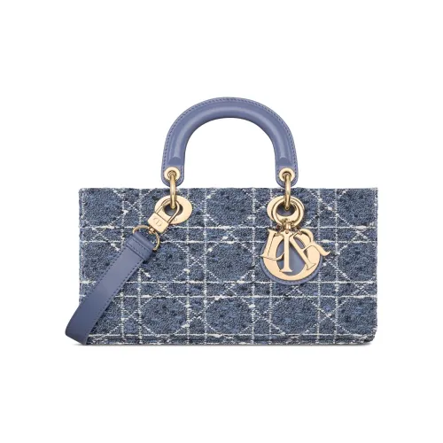 DIOR LADY D JOY Шерстяная сумка Lady Dior сумка через плечо сумка среднего размера женская синяя
