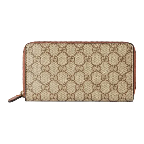 GUCCI GG Emblem Покрытый холст Кошелек Мужской Бежевый и Темно-коричневый