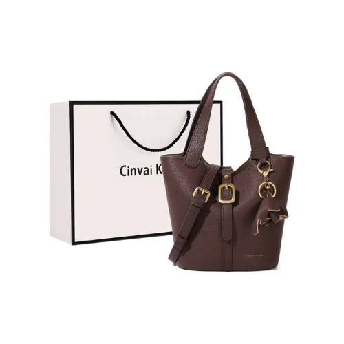 CinvaiKrose Сумка из коровьей кожи с синтетической кожей среднего размера женская кофейного черного цвета