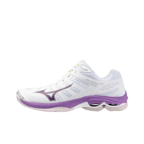 Mizuno Shock Absorbers Slip-resistant Abrasion-resistant Low-top Training Shoes Women's White Purple Мицубо Шок Абсорберы Противоскользящие Устойчивые к истиранию Низкие Кроссовки для тренировок Женские Белые Фиолетовые