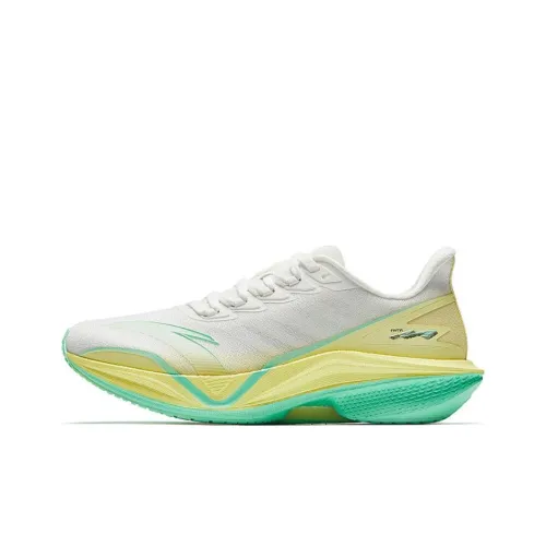 ANTA Mach 5,0 Амортизация Устойчивость к истиранию и Устойчивые свойства Низкий Топ Беговые кроссовки Женские Белый Зеленый Желтый