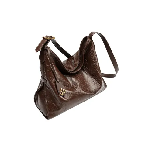 HONGU Сумка через плечо из коровьей кожи стандартная женская светлый кофейный темный черный