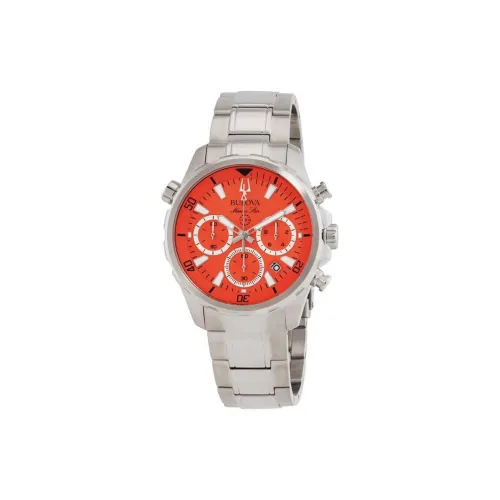 BULOVA Marine Star Collection Мужские часы Кварцевый механизм Ремешок из нержавеющей стали 43 мм Апельсиновый циферблат Часы