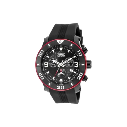 INVICTA Мужские часы Кварцевый механизм Полиуретановый ремешок 52 мм Черный циферблат