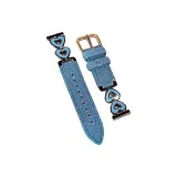 Чёрный Синий Сердце Синий Деним-Кожаный Ремешок