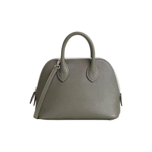 HERMES Bolide Evercolor Телячья кожа Сумка через плечо Мини Женская Дождевой облачный серый Ледниковый белый