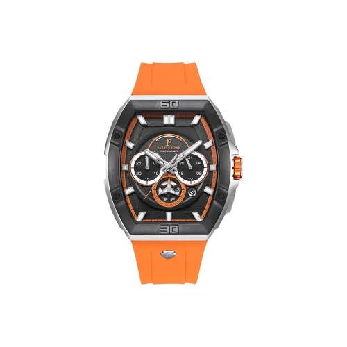 PARAS CROWN Кварцевый механизм силиконовый ремешок мужские часы черный циферблат