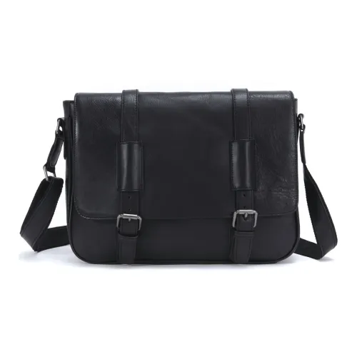 DOSRFINI Сумка через плечо из коровьей кожи Мужская Черная