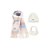 [Шарф] Цветная глазурь · Розовый + Экрю Вязаная шапка + Экрю Наушники‑меховые капюшоны