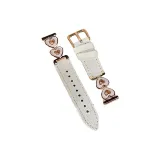 Розовое золото, белый, сердце, белый деним, кожа, ремешок