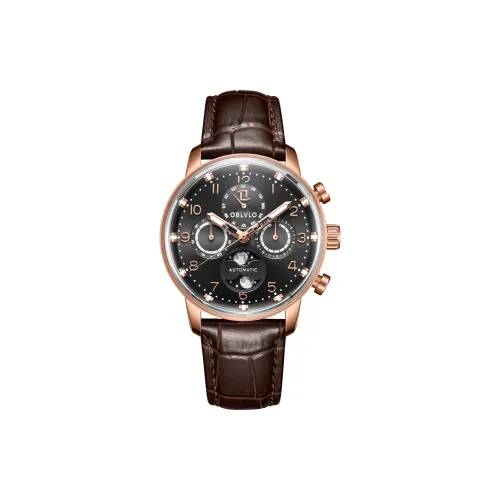 OBLVLO Высококачественные часы делового повседневного стиля механические мужские черный циферблат