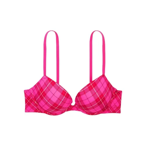 Victoria's Secret Розовый Девичий Бюстгальтер Женские Сладкий стиль Розовая Клетка