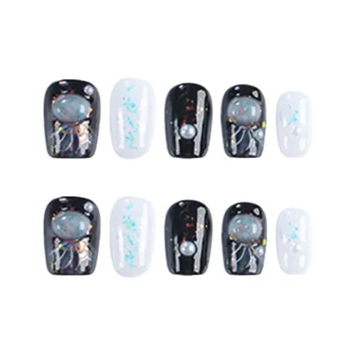 Song Biography Черный Утонченный 3D-эффект Jellyfish Осветляющий False Nail Короткий LADDER 15 мм