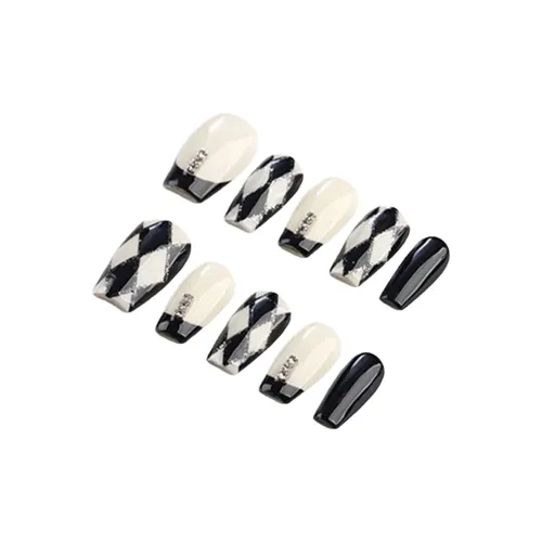 Song Biography Осень и зима Ромб Узор Черный Белый Мягкий Nail Art 20мм Короткий ЛАДДЕР