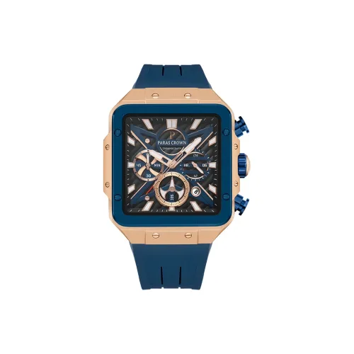 PARAS CROWN Кварцевый механизм силиконовый ремешок мужские часы черный циферблат