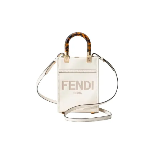 FENDI Sunshine Телячья кожа Сумка через плечо Сумка Мини Женская Белая