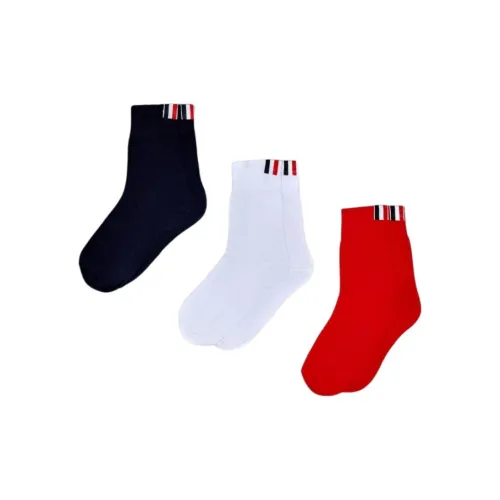 THOM BROWNE 3 шт красного цвета + Белый + Морской синий Женские носки MID до икры