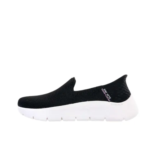 Skechers Slip Ins Легкий Низкий Топ Casual Женский Черный Широкая Нога
