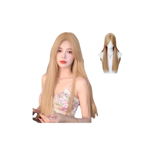 UMIFFA Средний парик для волос средней длины с центром челка и молочно-чайный золотой