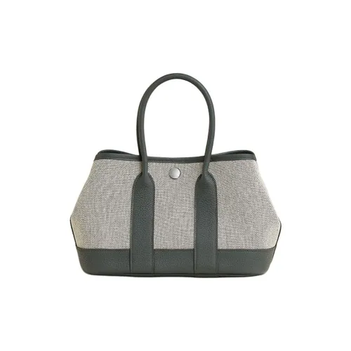 HERMES Холст с кожей Сад Сумка Через плечо Сумка Мини Женские Vert Mangrove Серо-зеленый