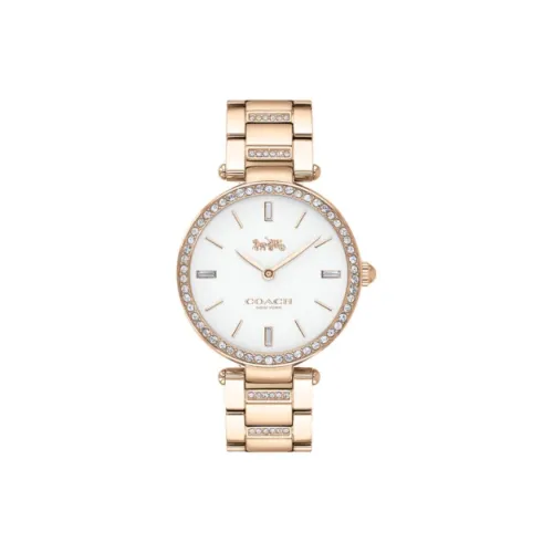 COACH PARK Кварцевые Женские Наручные Часы Кварцевый Механизм Ремешок из Нержавеющей Стали с Ионным Покрытием 34 мм Белый Циферблат