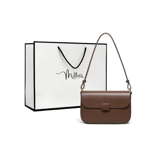 MILLIE'S Сумка через плечо из коровьей кожи маленькая квадратная сумка сумка Tofu стандартная женская коричневая