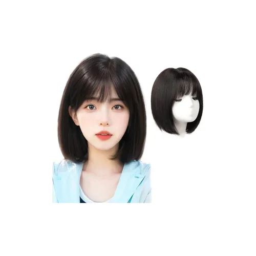YUNQING Парик с короткими волосами на ключицу натуральный мокко 30 см