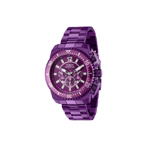 INVICTA Мужские часы Кварцевый механизм Ремешок из нержавеющей стали 48 мм Фиолетовый циферблат Часы