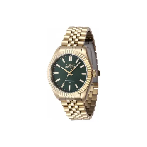 INVICTA Женские часы Кварцевый механизм Ремешок из нержавеющей стали 36 мм Зеленый циферблат