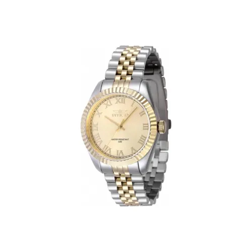 INVICTA Женские часы Кварцевый механизм Ремешок из нержавеющей стали 36 мм Золотой циферблат