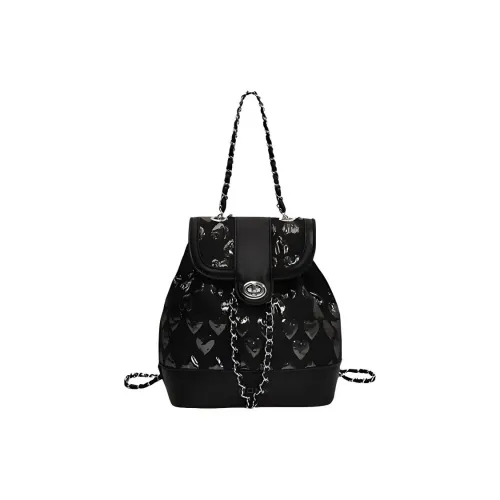 RKM ПУ (полиуретан) Рюкзак Сумка-ведро Стандартная Унисекс Черный Серебристый