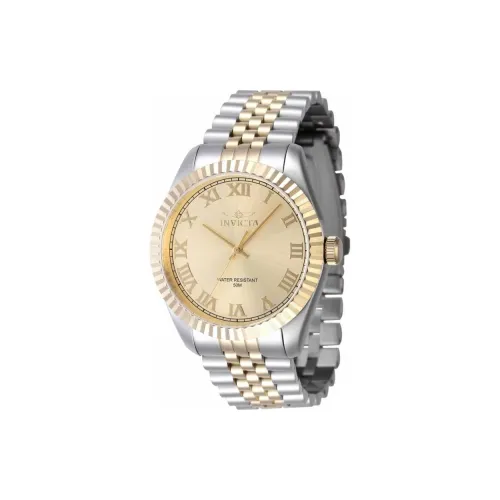 INVICTA Мужские часы Кварцевый механизм Ремешок из нержавеющей стали 43 мм Золотой циферблат