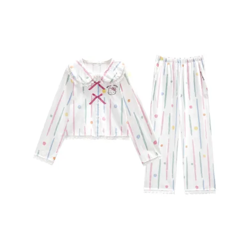 GUKOO x Sanrio Hello Kitty Пижамный комплект Женские Молочно-белый