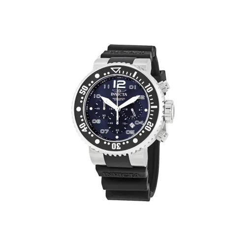 INVICTA Мужские часы Кварцевый механизм Силиконовый ремешок 52 мм Синий циферблат