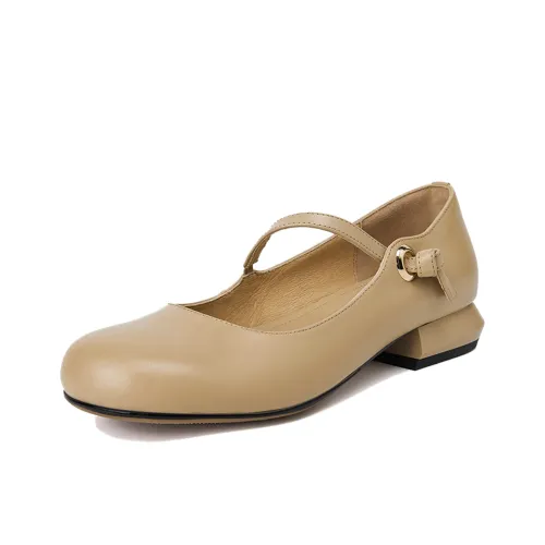 XICUNMINGWU Квадратный каблук Mary Jane обувь 2,5 см женский абрикосовый