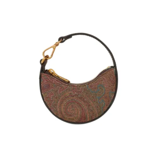 ETRO Жаккардовая ткань PVC Сумка-хобо Сумка Сумка через плечо Мини Женская Коричневая