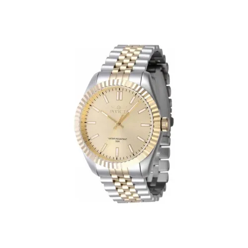 INVICTA Мужские часы Кварцевый механизм Ремешок из нержавеющей стали 43 мм Золотой циферблат