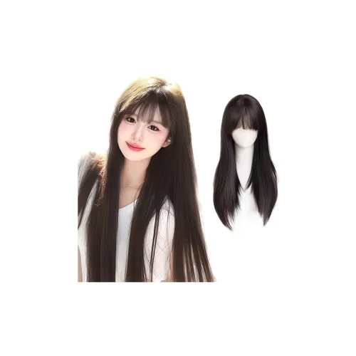 YUNQING Длинный прямой набор париков из натуральных моковых волос 55 см