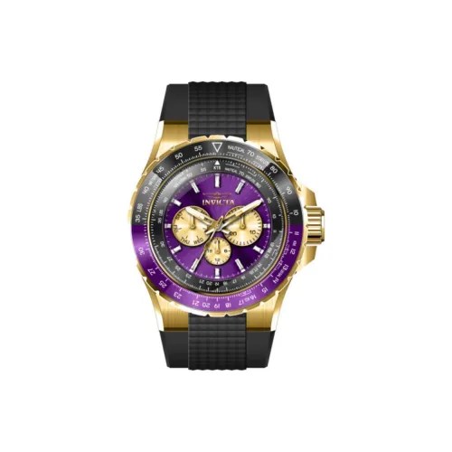 INVICTA Мужские часы Кварцевый механизм Силиконовый ремешок 50 мм Фиолетовый циферблат Часы