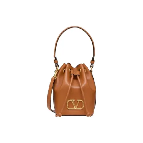 Valentino Напп-Кожа Ведрообразная Сумка Сумка через плечо Мини Женский Миндаль