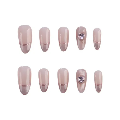 Song Biography Minimalist Style Fashion Премиум Nude Сверкающий страз False Nail Миндаль 20 мм