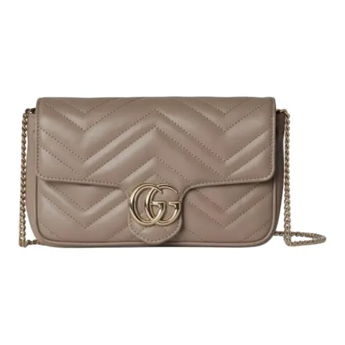 GUCCI GG Marmont Кожа Сумка через плечо Сумка на плечо Мини Женская Коричневая