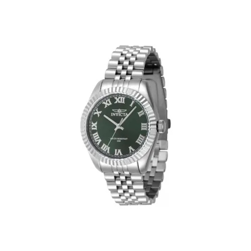 INVICTA Женские часы Кварцевый механизм Ремешок из нержавеющей стали 36 мм Зеленый циферблат