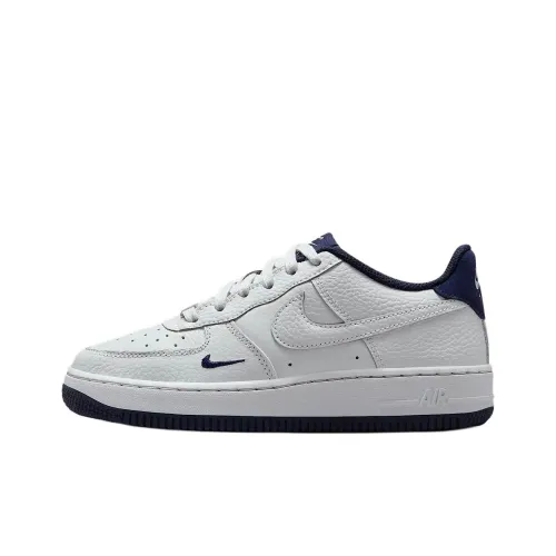 Nike Air FORCE 1 LV8 Нижняя юбка Резистентные амортизаторы Низкий Топ Детские Скейтбординги Белый Черный Темно-синий